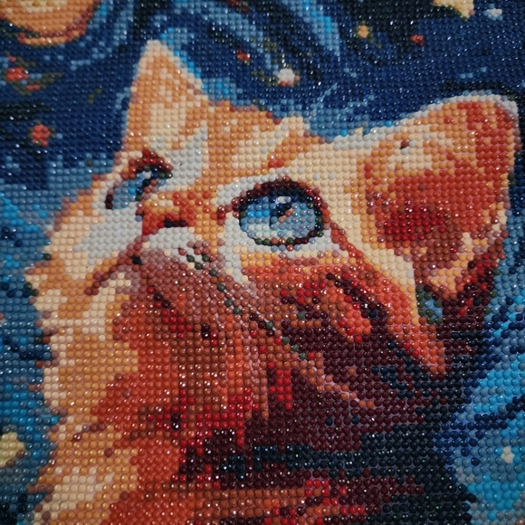 Starry Night Cat Finished Diamond Painting - Picture 2 of 2